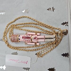 NWT BETSY JOHNSON Long Pink Nutcracker‎ Necklace